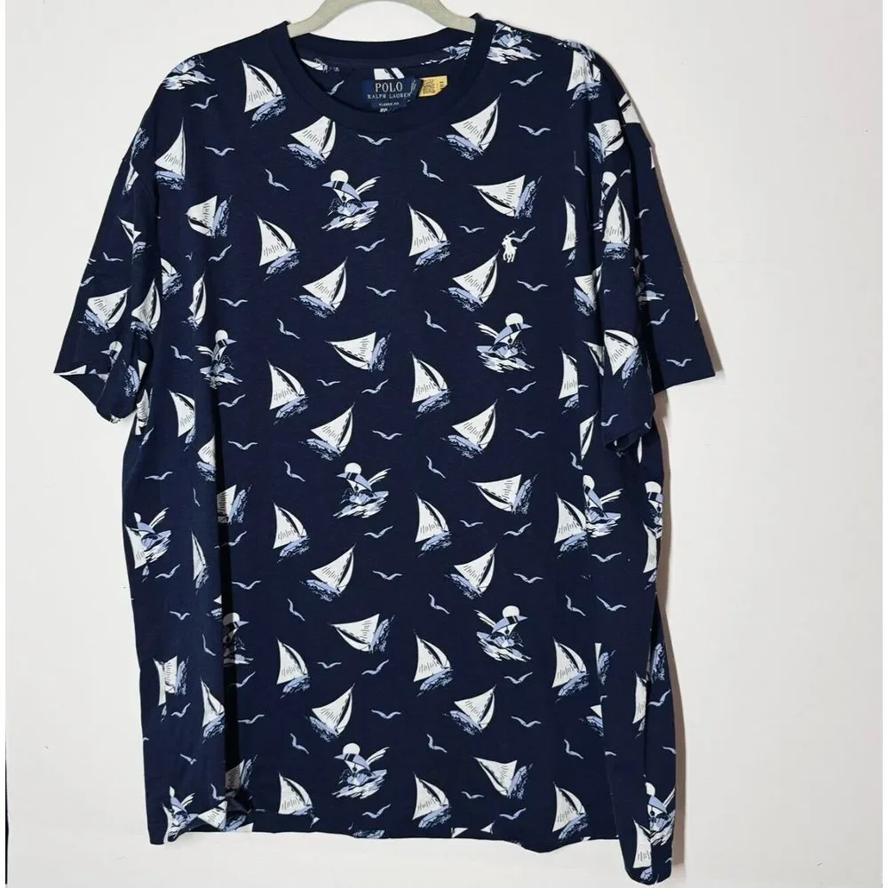 Polo Ralph Lauren NEW Sailboat Bear Shirt Mens XL Blue Pony Logo Preppy Nautical